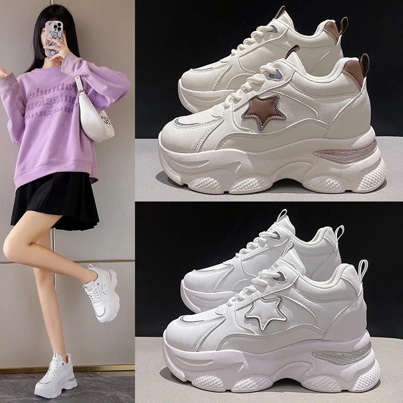 身長アップ カジュアル スニーカー 通気性 厚底靴 耐久性 松糕靴 身長アップ シューズ 靴 レディース 走れる 痛くない