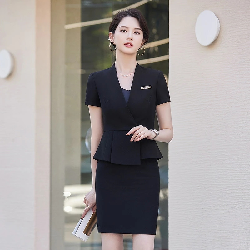 ビジネスウェア 夏季 気質 女性用 美容院 珠宝店 ホテル フロント 仕事服