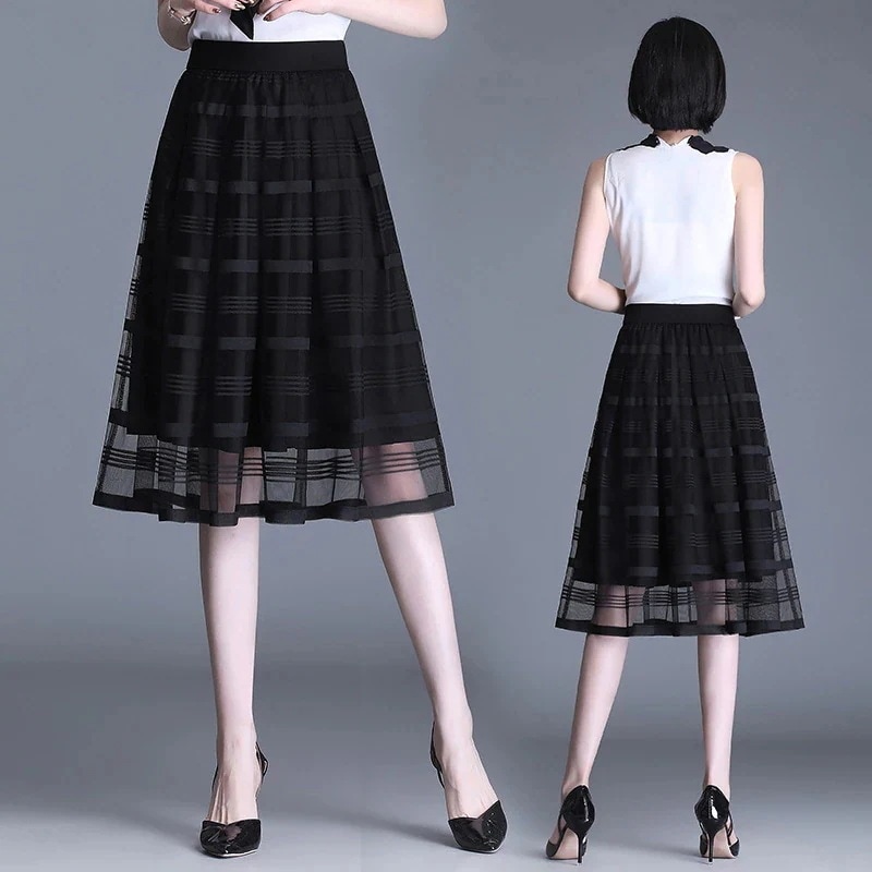 人気マキシスカートのレースティアードスカート夏の新型の韓国Aラインの気質プリーツスカート