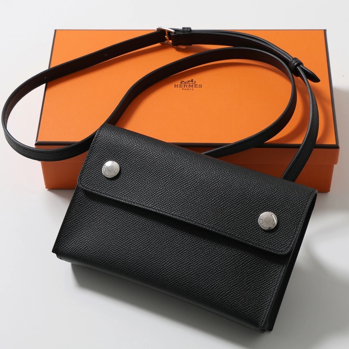 HERMES エルメス ショルダーウォレット エルメスナップ ウォレット HERMESNAP WALLET H085291CK メンズ レディース エプソン レザー K刻印 SV金具 鞄 NOIR