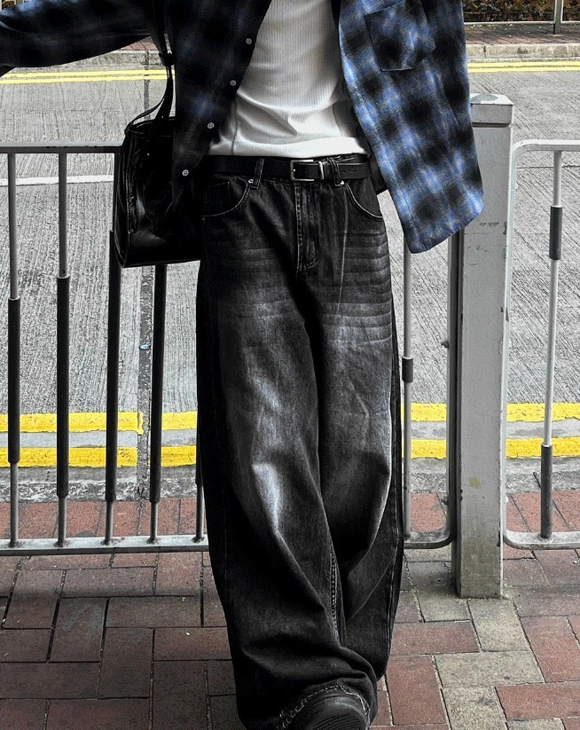 [COSYHARU公式]Ford Vintage Washing Long Wide Denim