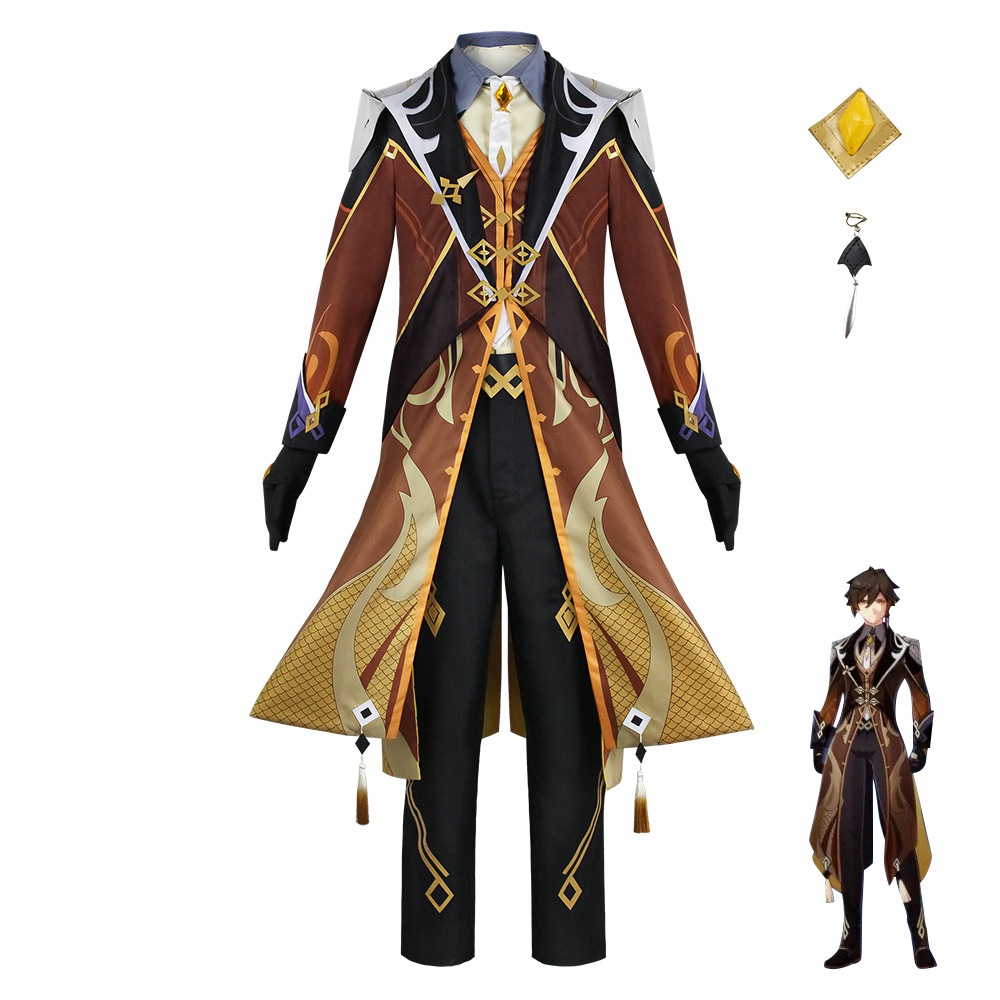オリジナル神鍾離コスプレ衣装制服フルセットコスプレアニメ衣装鍾離c衣装メンズパフォーマンス衣装鍾離cos
