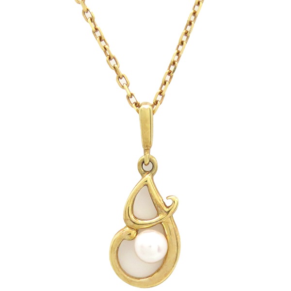 ミキモト MIKIMOTO ネックレス パールネックレス K18YG パール イエローゴールド×パールホワイト MIKIMOTO 1P 一粒 真珠 18K 18金 Au750 【中古】 36,153円