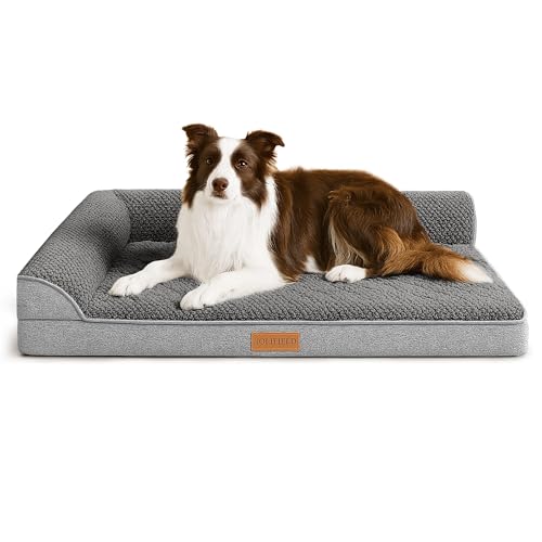 犬 ベッド Lデザイン 中型犬 大型犬用 高反発 防水 洗える ペットベッド 猫クッション枕付き 取り外せるカバー 滑り止め 通気性 オールシーズン91cm*61cm グレー