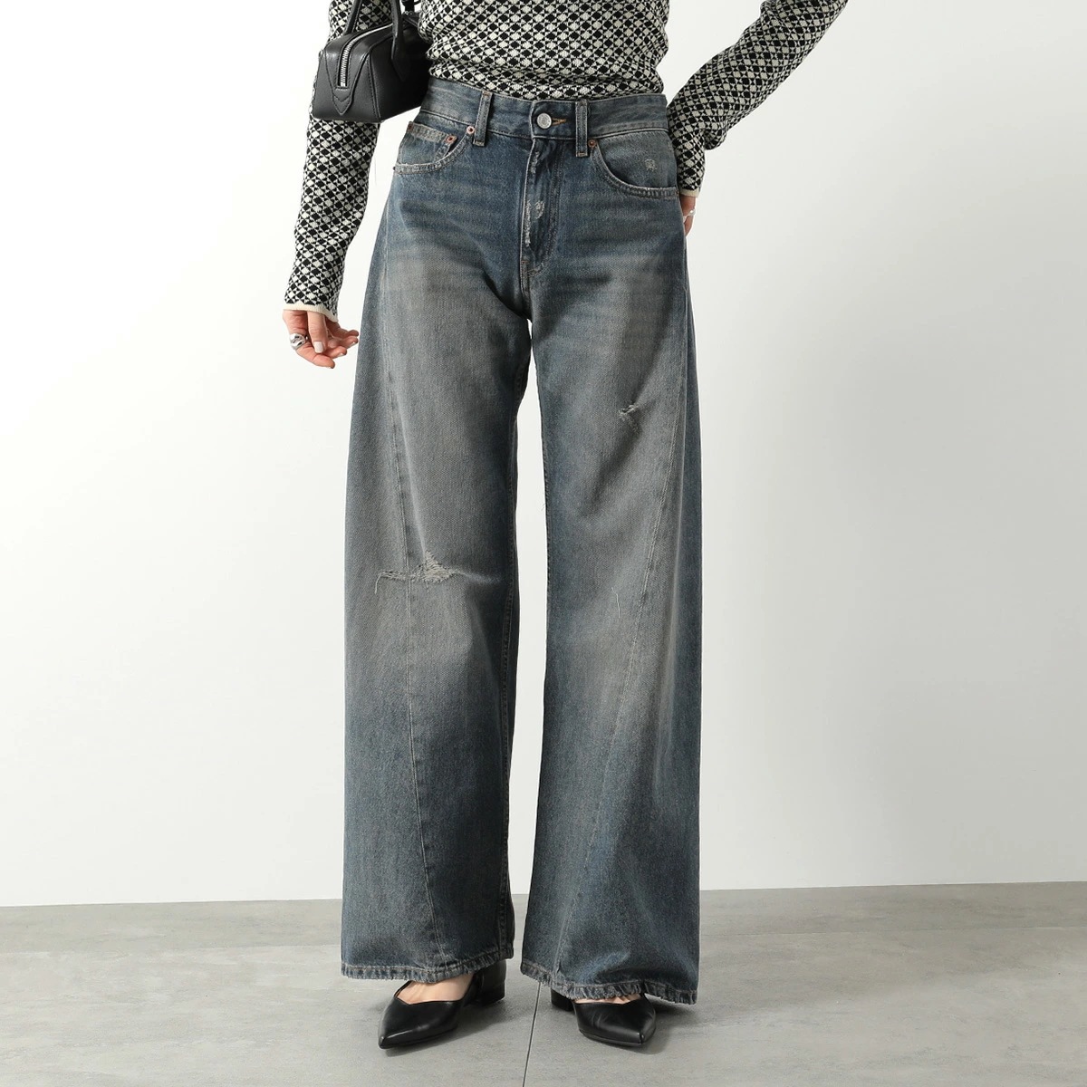 MM6 エムエムシックス メゾンマルジェラ ジーンズ S52LA0238 M30017 レディース ワイド ディストレストジーンズ デニムパンツ S52LA0238M30017994