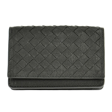 133945-VX051-1000ボッテガヴェネタ 名刺入イントレチャートレザー　ブラック