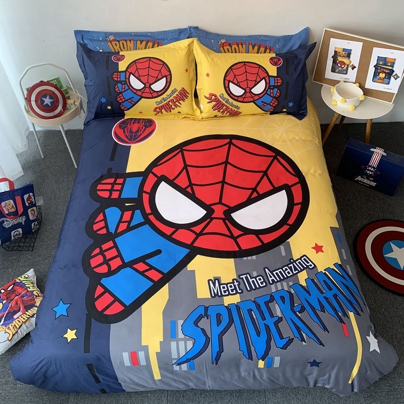 綿漫画4点セットスパイダーマン少年布団カバー綿3点セットシーツ子供ベッド用品
