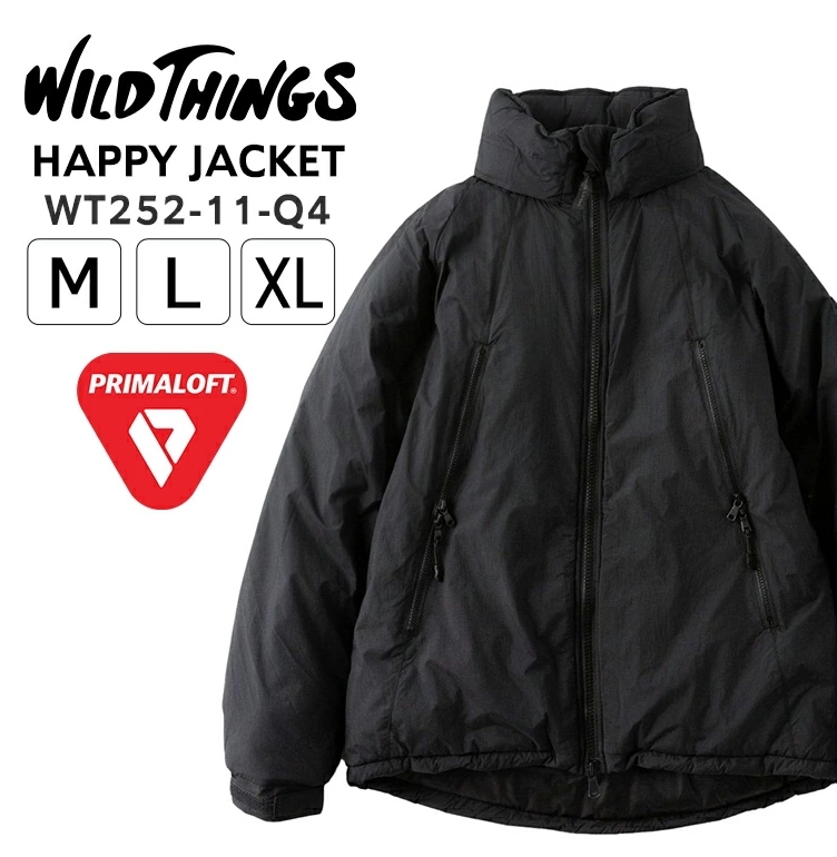ダウンジャケット アウター メンズ WT252-11-Q4 ハッピージャケット ロゴ ブラック アウトドア ストリート ショート丈 ダウンコート ダウンブルゾン ブルゾン ダウンウェア 軽量 防寒