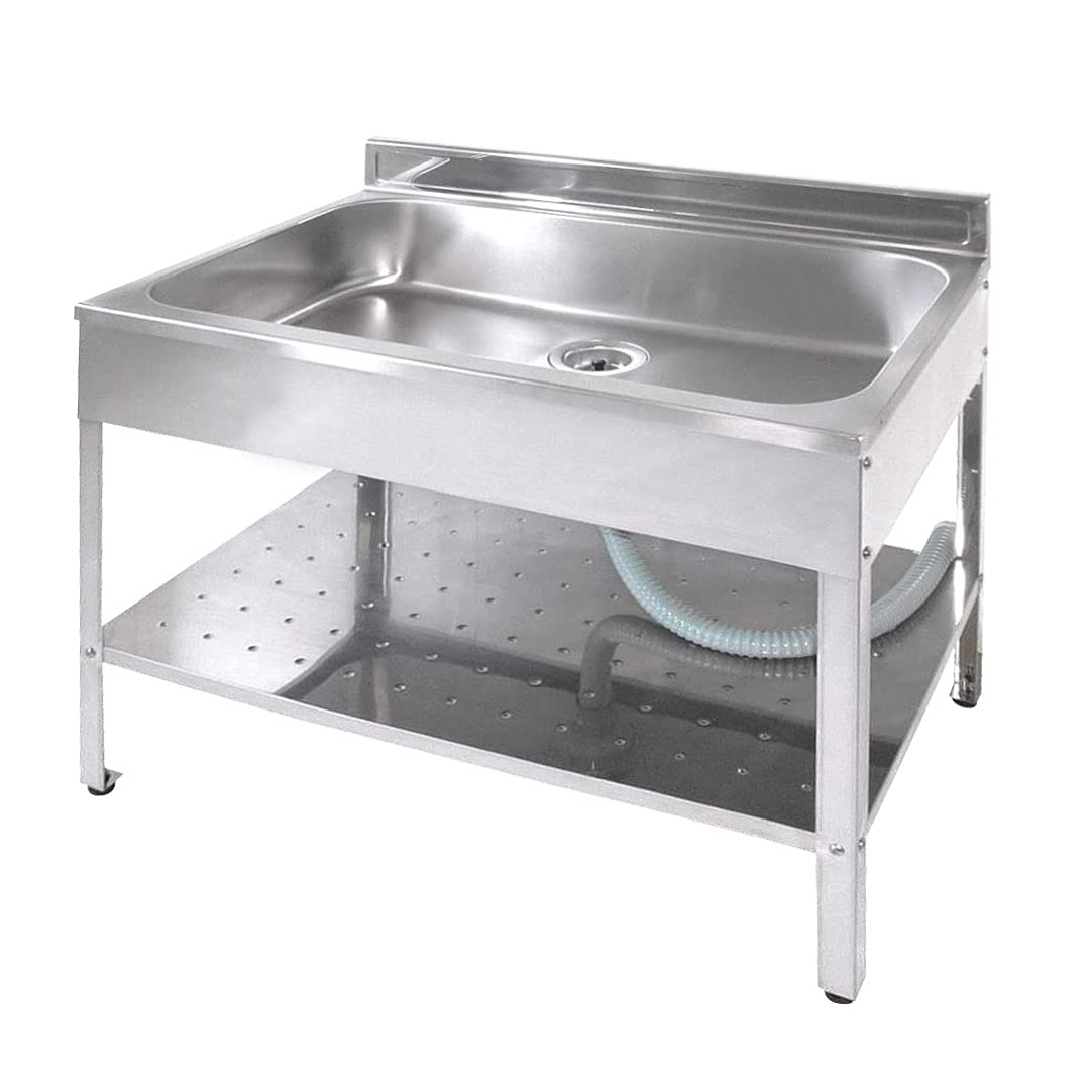 サンカ アウトドアキッチン オールステンレス製 錆びにくいガーデンシンク 幅85cm 永く使える長期寿命設計 水が飛散しにくい深型シンク 丸洗い可能 清潔 便利な棚板付き 日本製 屋外 流し台 アウト