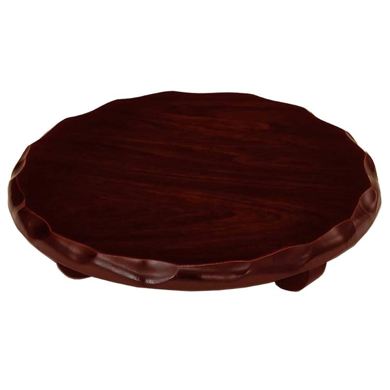 山家漆器店 木製 花台 並丸形足付 7号 紫檀調 敷板 インテリア 床の間 人形台 玄関 日本製 国産 五月人形 引っ越し祝い 新築祝い 5,677円