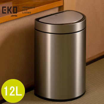 センサー式 ごみ箱 ダストボックス ゴミ箱 セミラウンド型 イーケーオー ミラージュセミラウンドセンサービン12L EK9331RMMT-12L シルバー