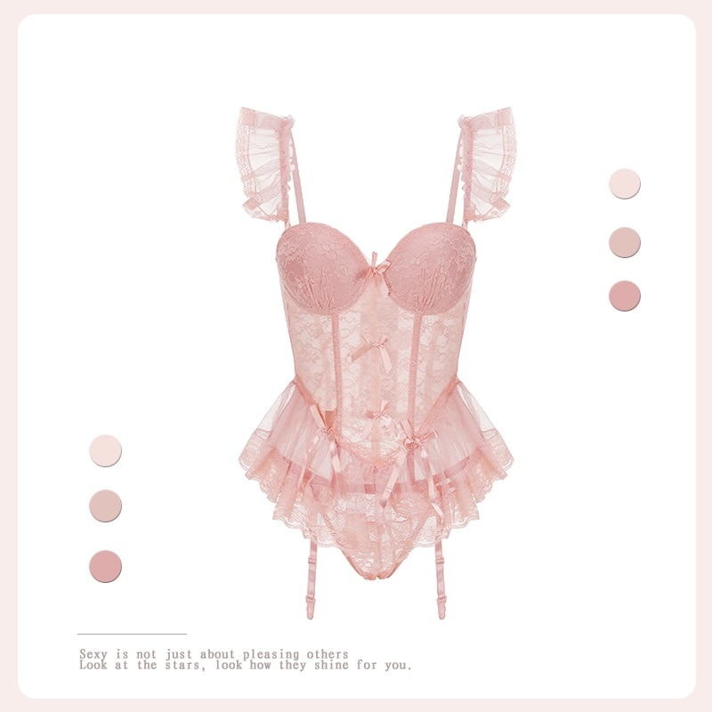 正規品ハロウィーンセクシーパジャマ蕾リボン鋼輪胸パッド高級感ネット糸ストラップ寝スカート女2025新作