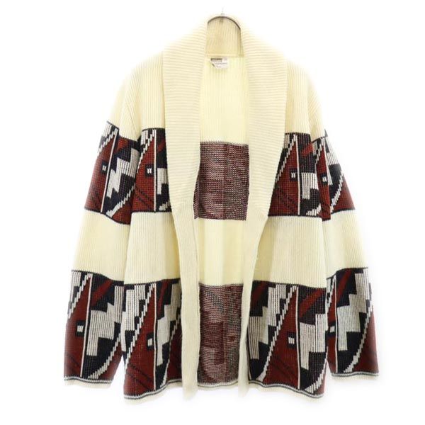 モンゴメリーワード 70s ヴィンテージ 長袖 ショールカラー ニット カーディガン M ホワイト系 MONTGOMERY WARD ボタンレス メンズ