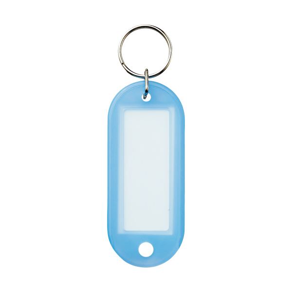 (まとめ) TANOSEE キーホルダー名札 青1セット（50個：10個×5パック） (×10セット)