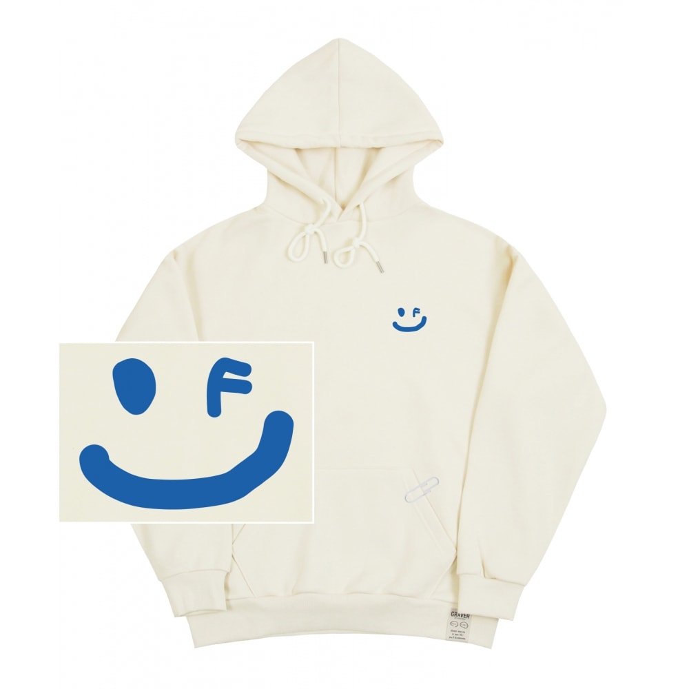 GRAVER [ユニセックス] スモールドローイングスマイルパーカー_クリーム