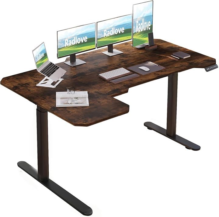 昇降デスク パソコンデスク 電動昇降式デスクモーター2基 天板幅150CMx101CM ゲーミングデスク 机 デュアルモータースタンディングデスク( ブラウン, 150x101cm) 22,350円