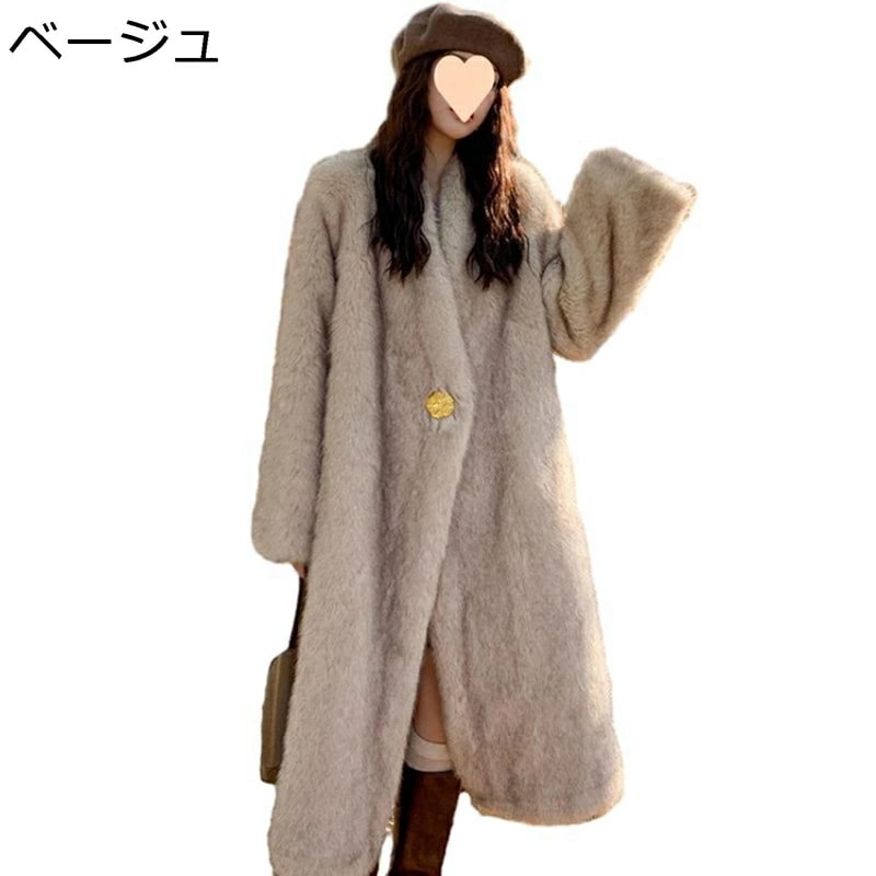 ファージャケット レディース ファーコート フェイクファー ポタン 秋 冬服 ロング丈 ボアコート 寒さ対策 柔軟性 防寒アウター もふもふ ボアジャケット 毛皮一体 羽織り 韓国 ファッション