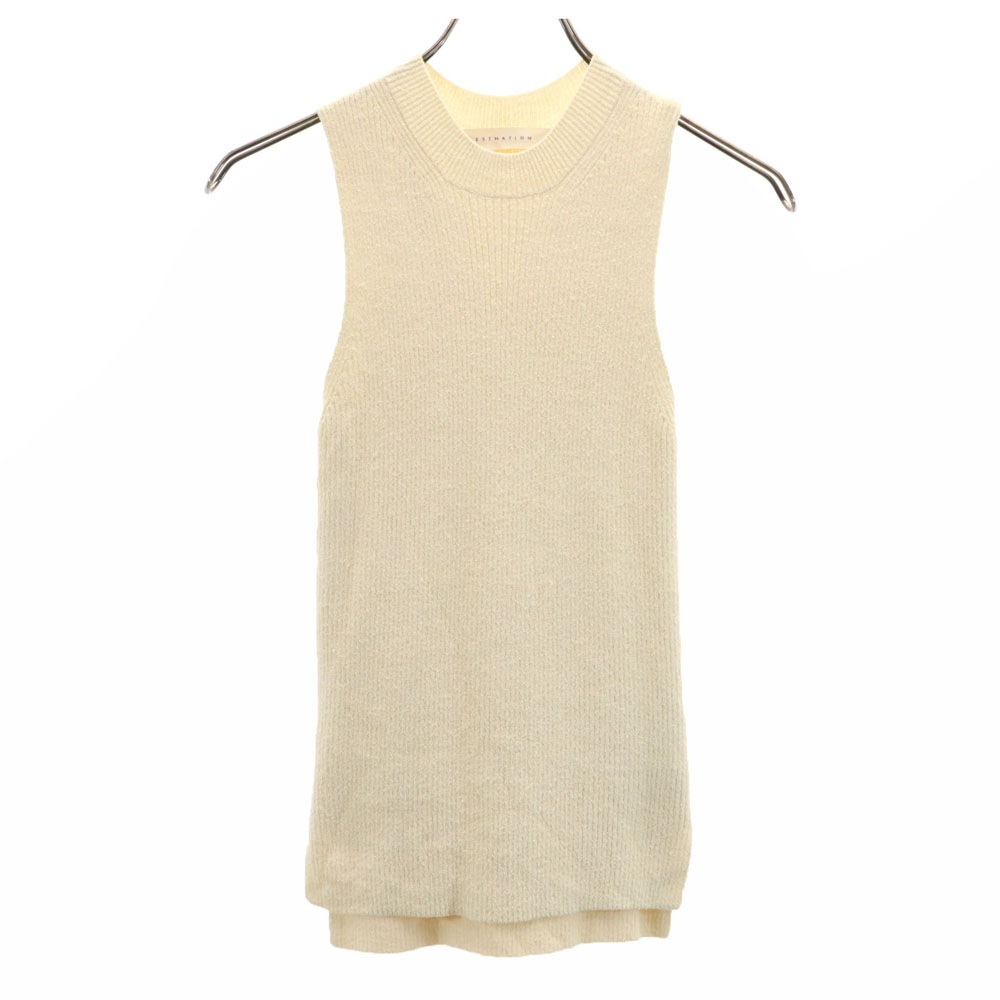 シルクブレンド ノースリーブ リブニット カットソー 38 ベージュ系 レディース