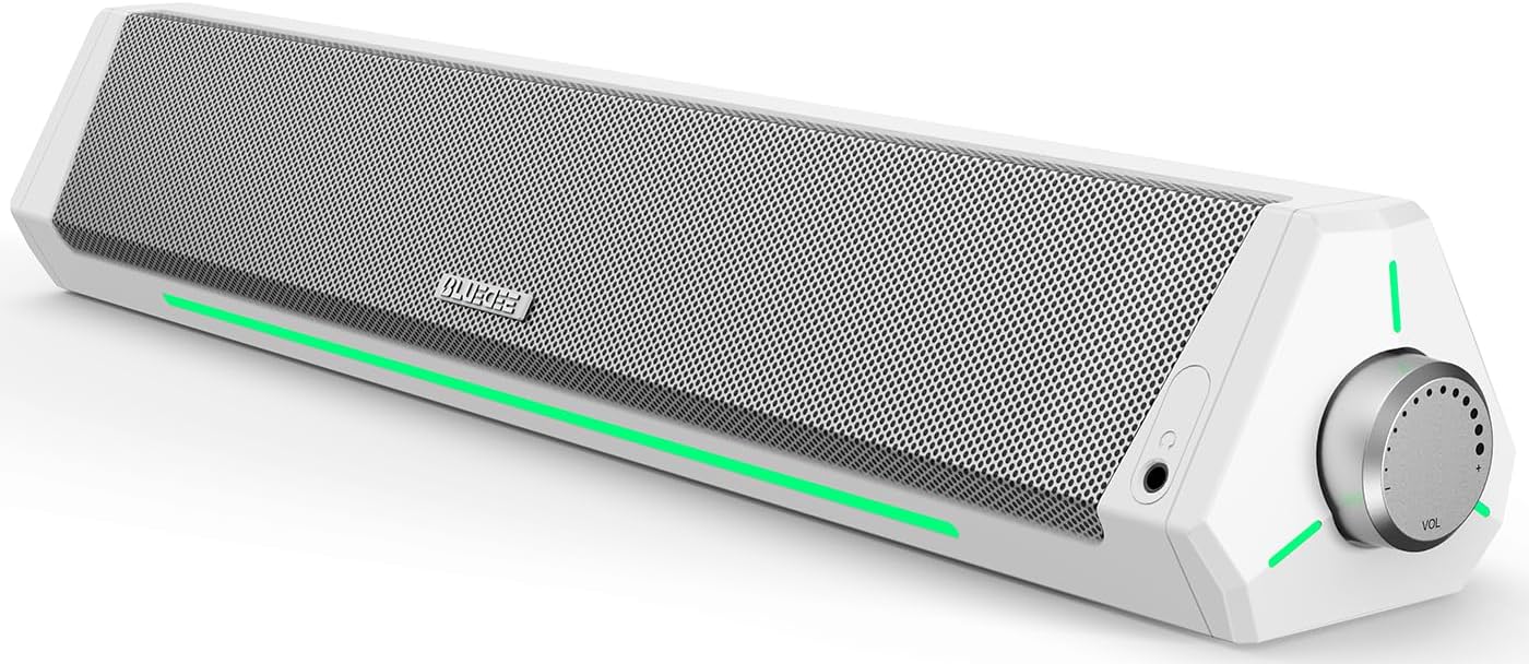 PC用 サウンドバー スピーカー ホワイト 高音質 コンパクト USB接続