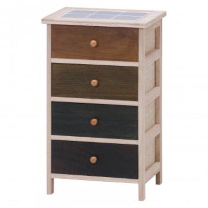 不二貿易 C/D:39624 桐製 マルチカラフル4段ボックス シンクエ 2 39624