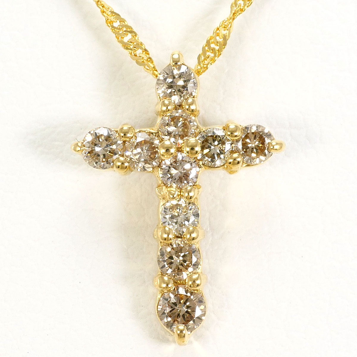 K18 18金 YG イエローゴールド ネックレス ダイヤモンド 0.30ct 総重量約1.7g 約40cm 中古