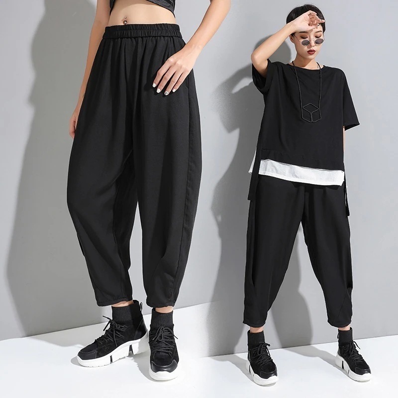 欧米夏レディースins暗黒風スラックスパンツ新型カジュアルパンツ 九分パンツ ハーレムパンツ30%制限