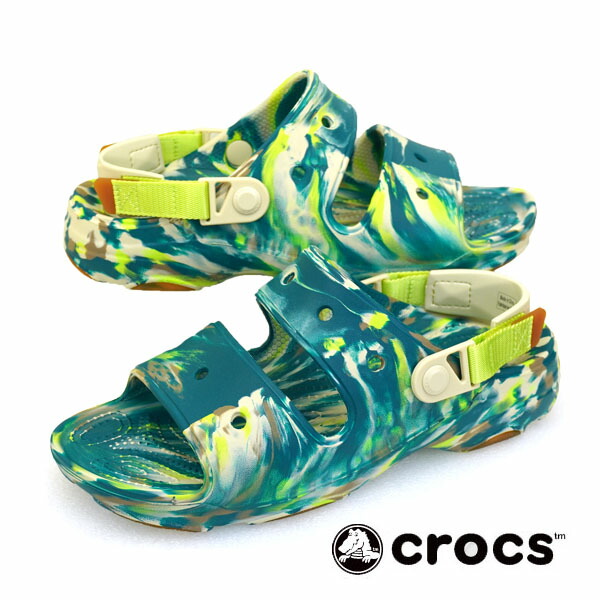 男性 marbled sandal 207888 3UF クラシック オール テレイン マーブル 2本ベルト スライド サンダル カジュアル シンプル おしゃれ アウトドア