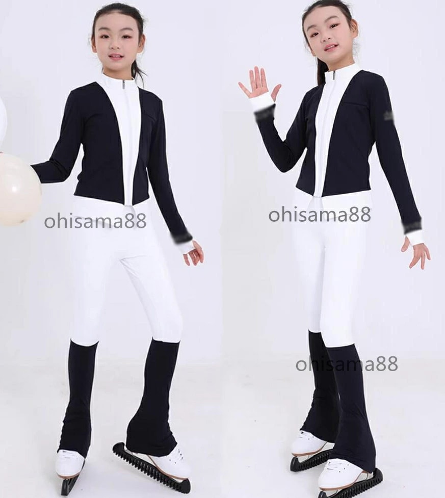 スケートウエア キッズ アイススケート フィギュアスケート衣装 美しい 練習着 女の子 大人 アイスフィギュアスケート ストレッチ 2点セット 上着 ズボン フィギュアスケート衣装 アイスダンス スケ