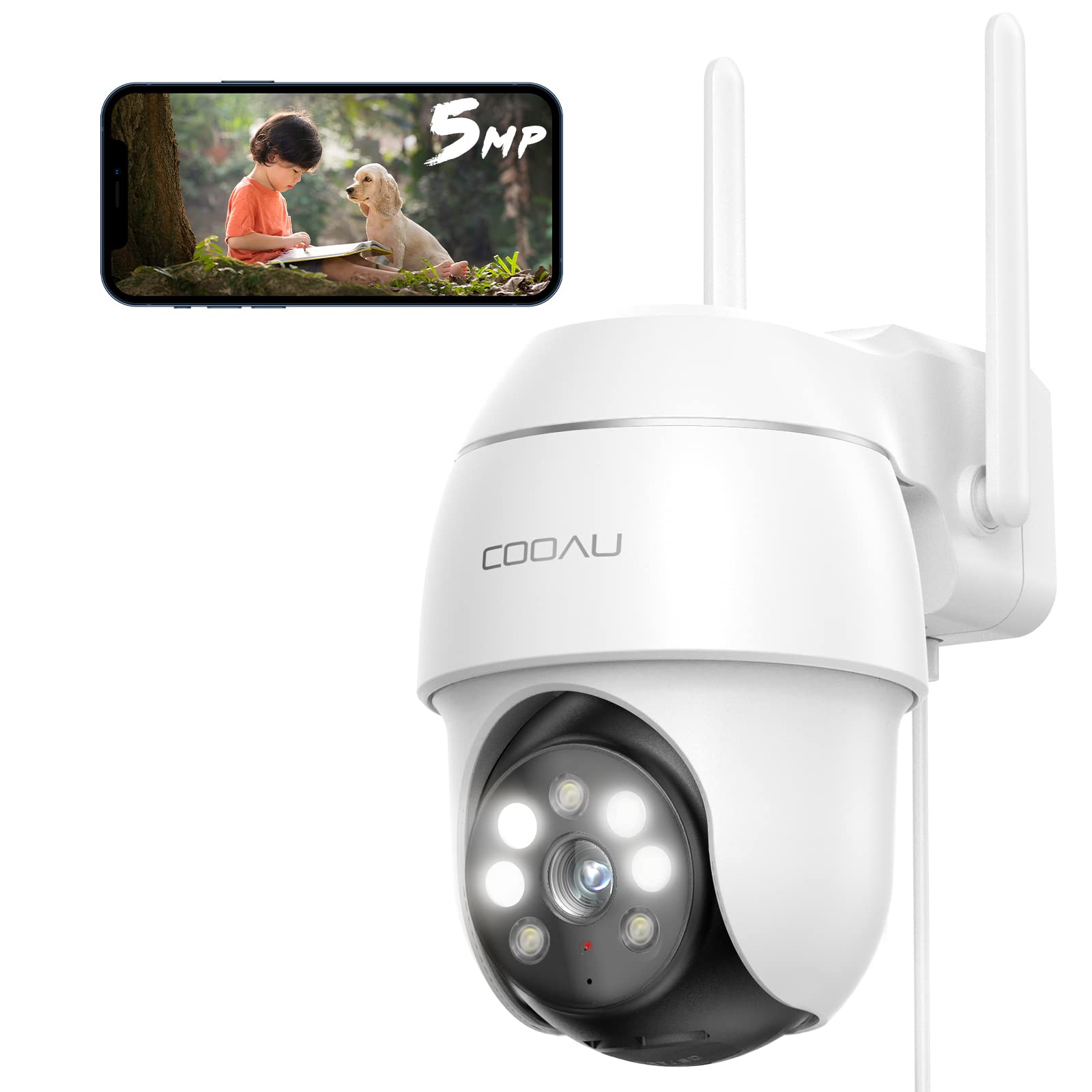 【500万高画素 遠距離も超精細】防犯カメラ 屋外 ワイヤレス/wifi 5MP/1944P 遠距離暗視 5dBiアンテナ H.265動画圧縮 夜間カラー撮影 監視カメラ パン/チルト 360広角