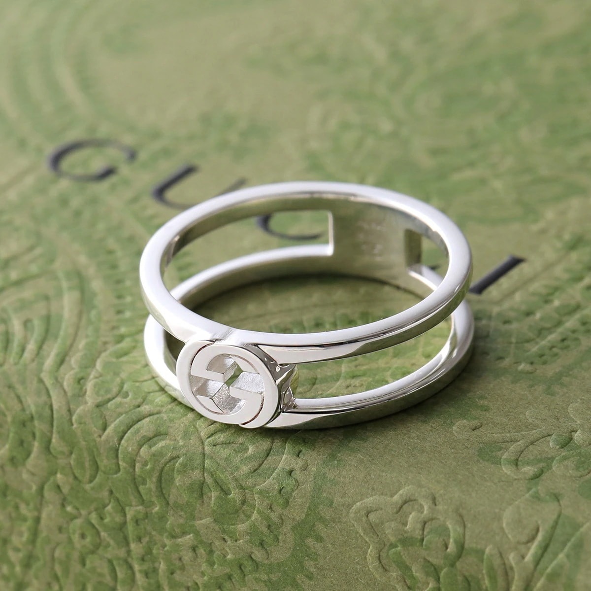 GUCCI グッチ リング 797029 J8400 レディース ダブルバンド ロゴ インターロッキングG スターリングシルバー 指輪 アクセサリー