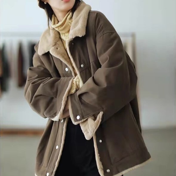 アウター コート 袖あり 長袖 襟付き もこもこ ポケット 前開き 裏起毛 綿 厚手 裏起毛 かわいい 大人可愛い カジュアル 大人 上品 おしゃれ お洒落 かっこいい 大人女子 こなれ感 キュート 6,421円