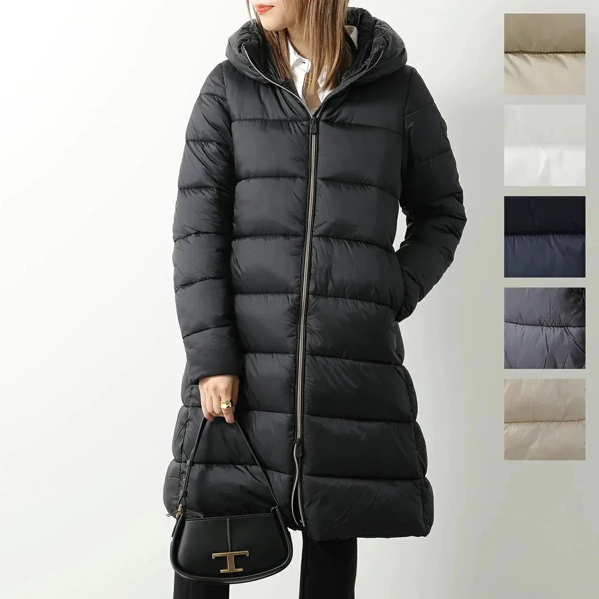 SAVE THE DUCK セイブザダック エコダウン LYSA D40279W IRIS レディース フード付き 中綿ジャケット ロングコート ナイロン 撥水