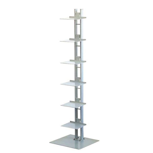 タワーシェルフ/収納棚 (シルバー) 幅35cm×奥行33cm×高さ130cm 日本製 スチール製 棚板6枚付き