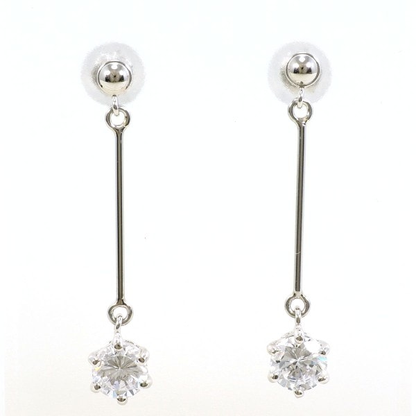 PT850 プラチナ ピアス ジルコニア ジュエリー 中古