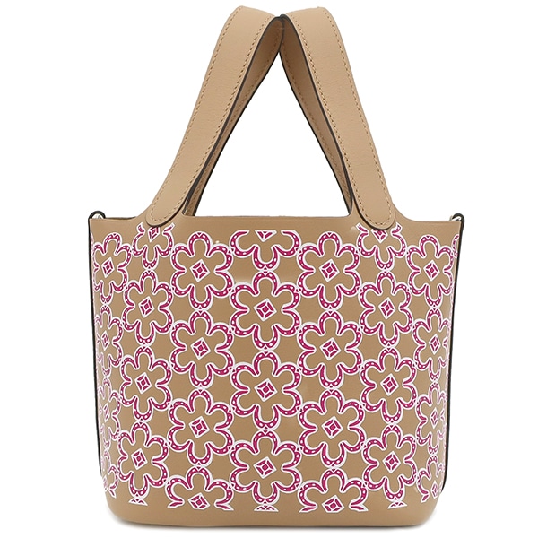 エルメス HERMES ハンドバッグ ピコタンロックミクロ ラッキーデイジー スイフト チャイ×ローズ シルバー金具 新品 未使用 茶 U刻印（2022年製） 【箱】【中古】