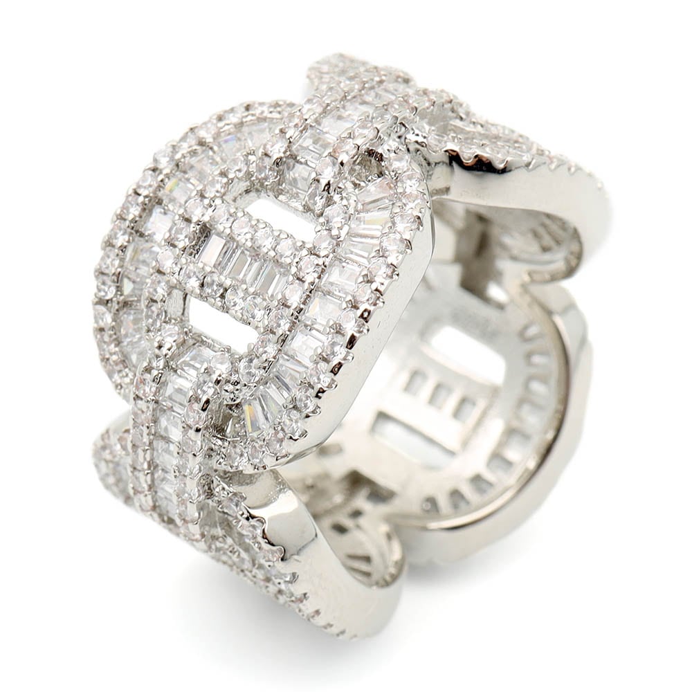 パヴェCZアンカーチェーンリング [r290-silver]