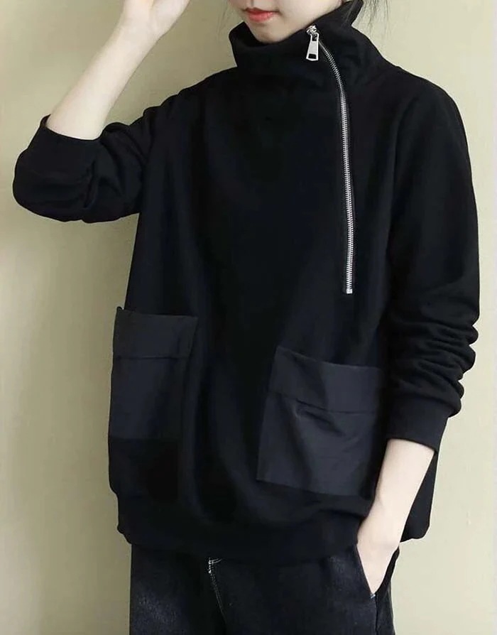 大人気！ ハイネックジッパープルオーバー 裏起毛 トップス ハイネック ジップアップ プルオーバー レディース トレーナー