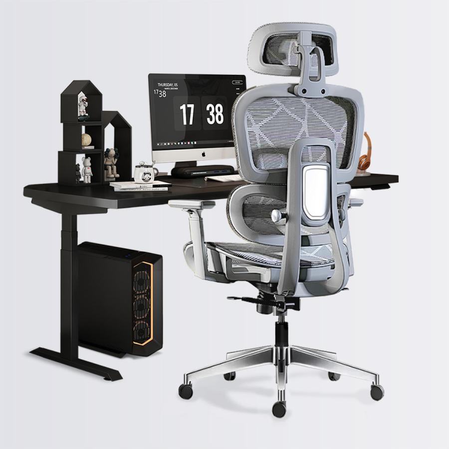 【秋冬人気商品!！緊急SALE!!!】オフィスチェア メッシュ 人間工学 3Dアームレスト リクライニング 2Dヘッドレスト グレー 調整可能背もたれ パソコンチェア ワークチェア 在宅勤務