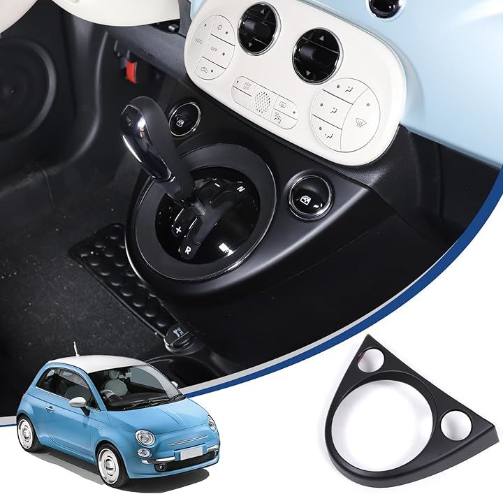 新型 フィアット 500 2011～2023に適用 シフトパネル シフトカバー センターコントロールシフトパネル ABS製 取付簡単 貼付タイプ 装飾用 内装パーツ( マットブラック)