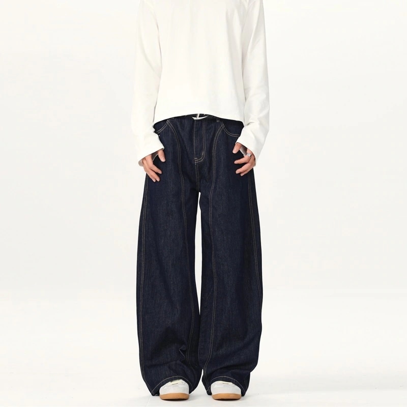 メンズ メンズ 激壳れ人気商品 ズボン 韓国 メンズファッション シンプルな曲げデニム男女のゆったりとしたワイドパンツ 脚長効果！パンツ