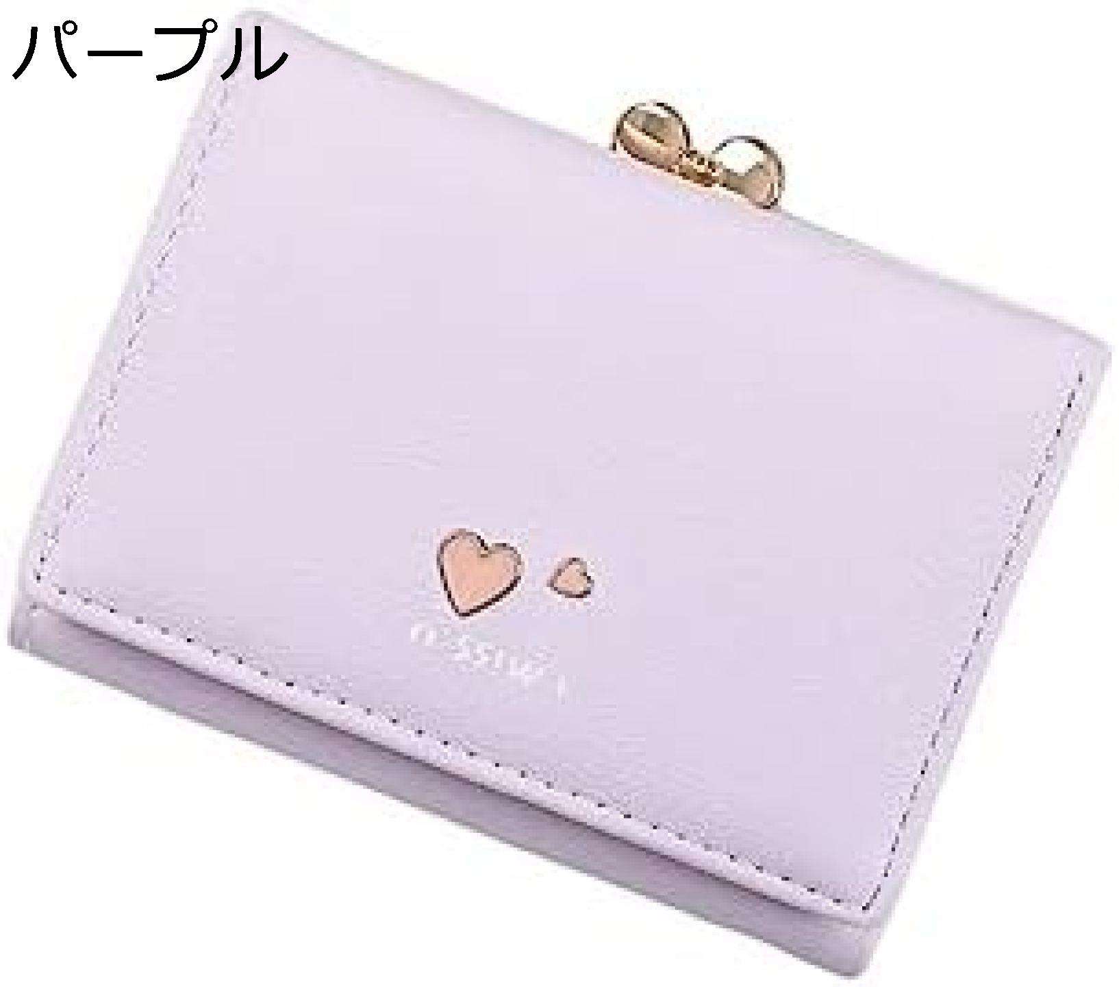 【20%OFFクーポン】レディース 学生 財布 三つ折り がま口 小さい ハート柄 大容量 カード入れ 小銭入れ 多機能 取り出しやすい コンパクト 軽量 ギフト コインケース おしゃれ 可愛い ウォ