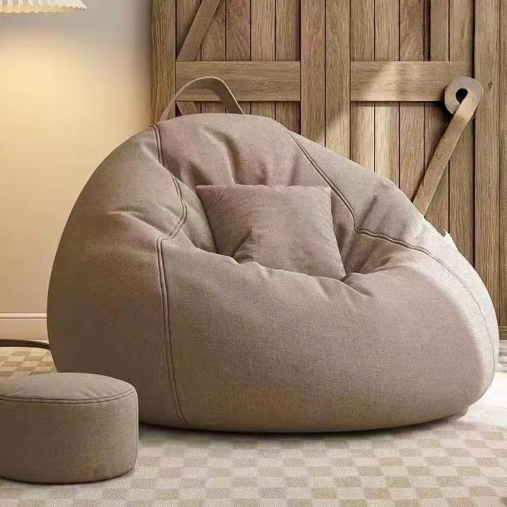 ビーズクッション ごろ寝ソファ 特大 一人掛け シートクッション 足置き付き 柔らかい 軽量 疲労回復 軽量 洗える 取り外し可能 持ち手付き 移動簡単 ポケット リビング 寝室 バルコニー カウチ