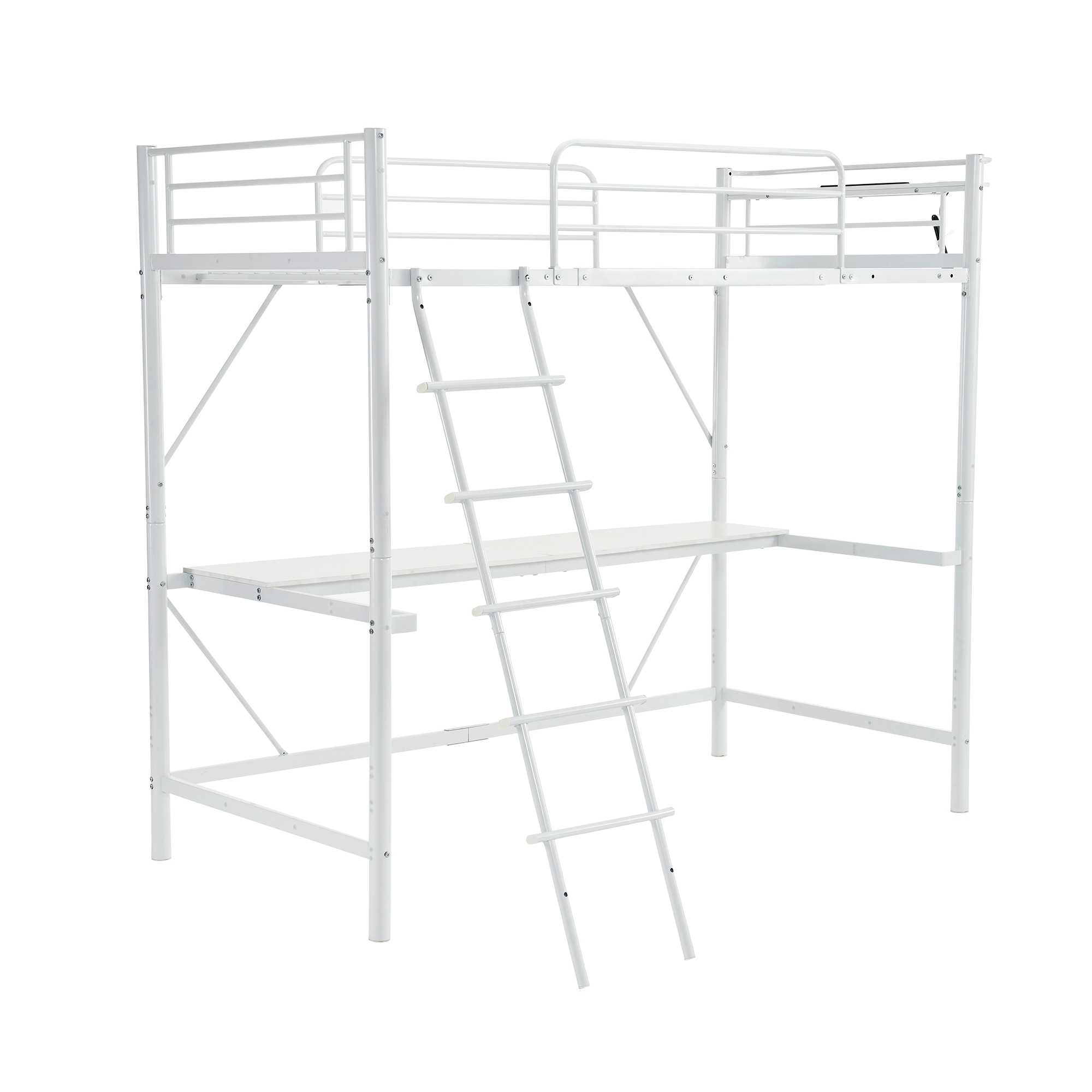 【日本国内出荷-3日で配達】 システムベット ロフトベッド シングル コンセント付き デスク付き 高さ170cm 北欧風 二段ベッド 一人暮らし 部屋 スチール 耐震 ベッドフレーム DJYC335