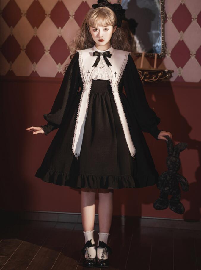 再入荷未定！Lolita系/長袖/opワンピース　jsk　日常　写真　舞台　変装/ロリータ トップス 萌え レディース ゴスロリ ロリータファッション　変装　トップス 吊りスカート花嫁洋服　ティアード