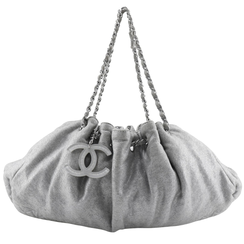 メルローズカバス A37056 ショルダーバッグ コットンキャンバス シルバー レディース 中古品