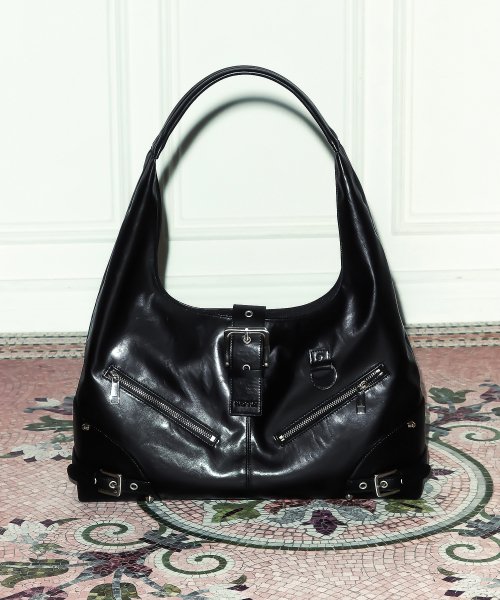 Black Moto Hobo Bag (LEATHER)