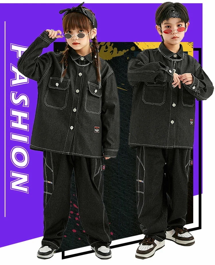 キッズ ダンス デニム デニムパンツ デニムジャケット ジーパン セットアップ ヒップホップ ダンス衣装 子供服 男の子 女の子 ジュニア hiphop ジャズダンス 衣装 練習着 ステージ 競技 演