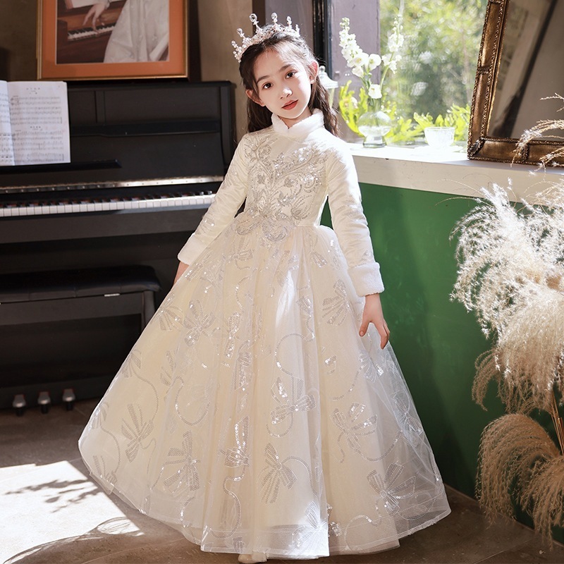 Qoo10限定キッズ ウェディングドレス 子供のタキシードスカート秋冬の高級感を増した花童女児のお姫様スカート司会者ピアノコンクール 子供 ワンピース