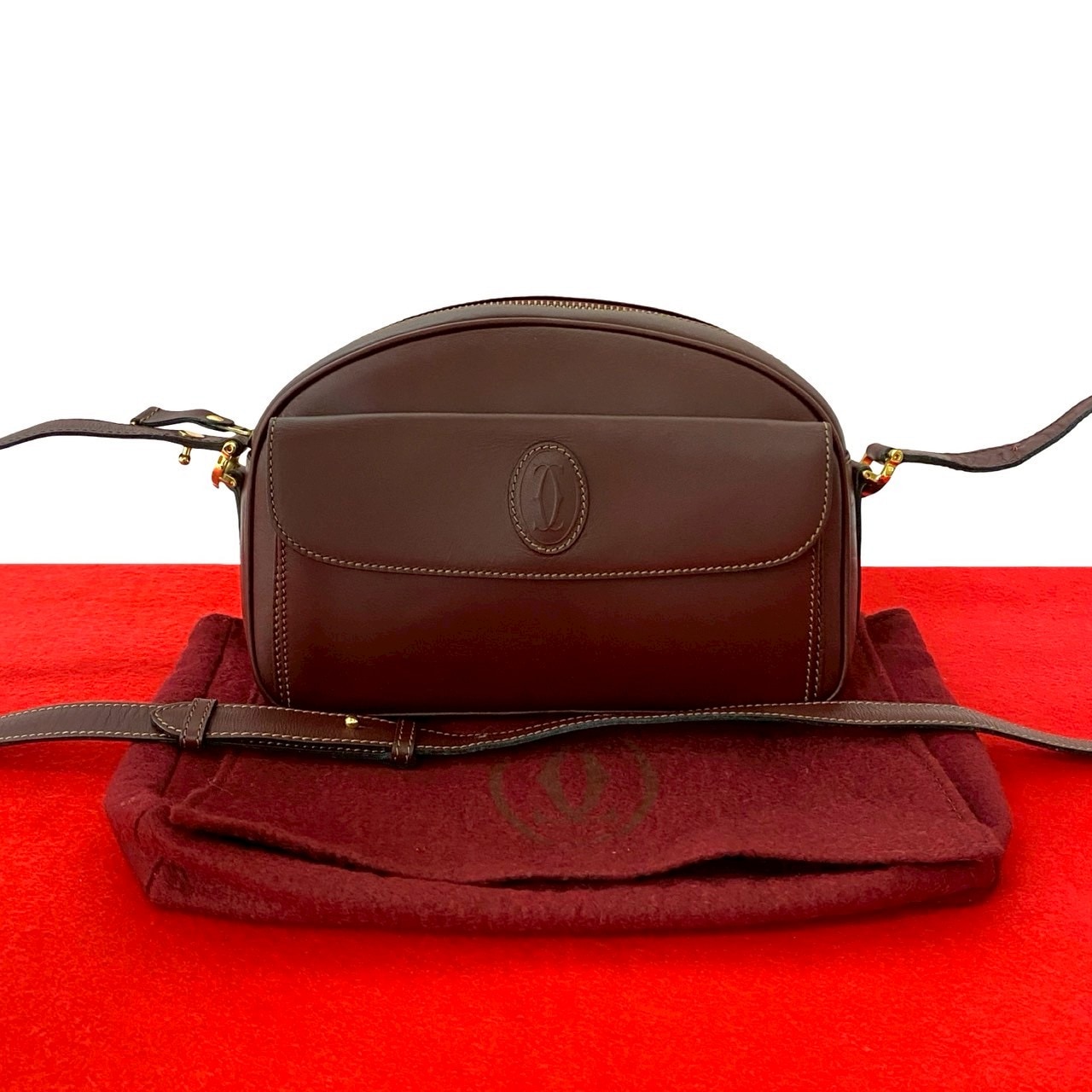 ヴィンテージ マストラインショルダーバッグ レザー ワインレッド 29102