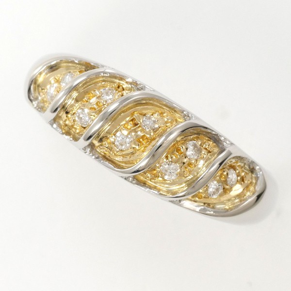 PT900 プラチナ K18YG リング 指輪 12号 ダイヤ 0.10 ジュエリー 中古